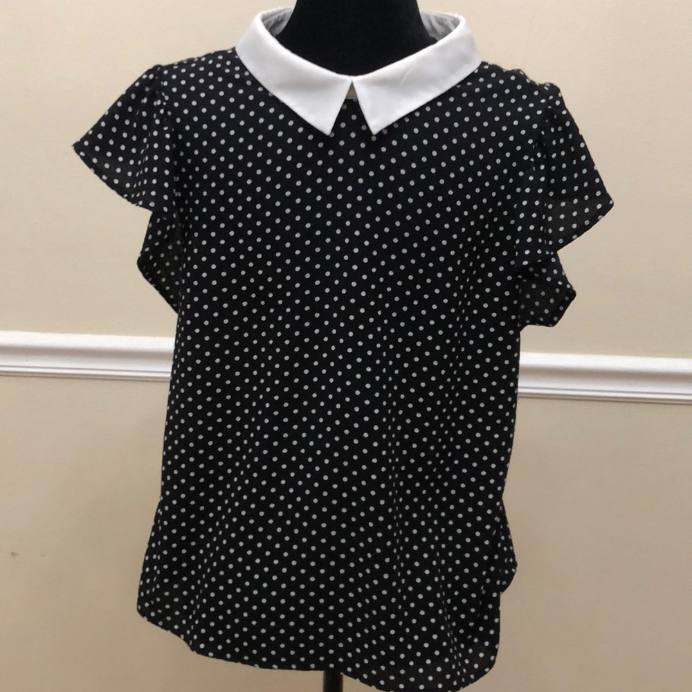 Polka dot Blouse Size XL. Black and white